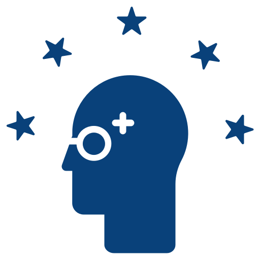 Hier wird ein Mensch mit Intelligenz und Leistung symbolisiert