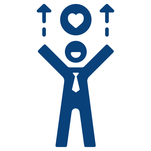 Hier wird ein glücklicher Mitarbeiter durch Testverfahren symbolisiert